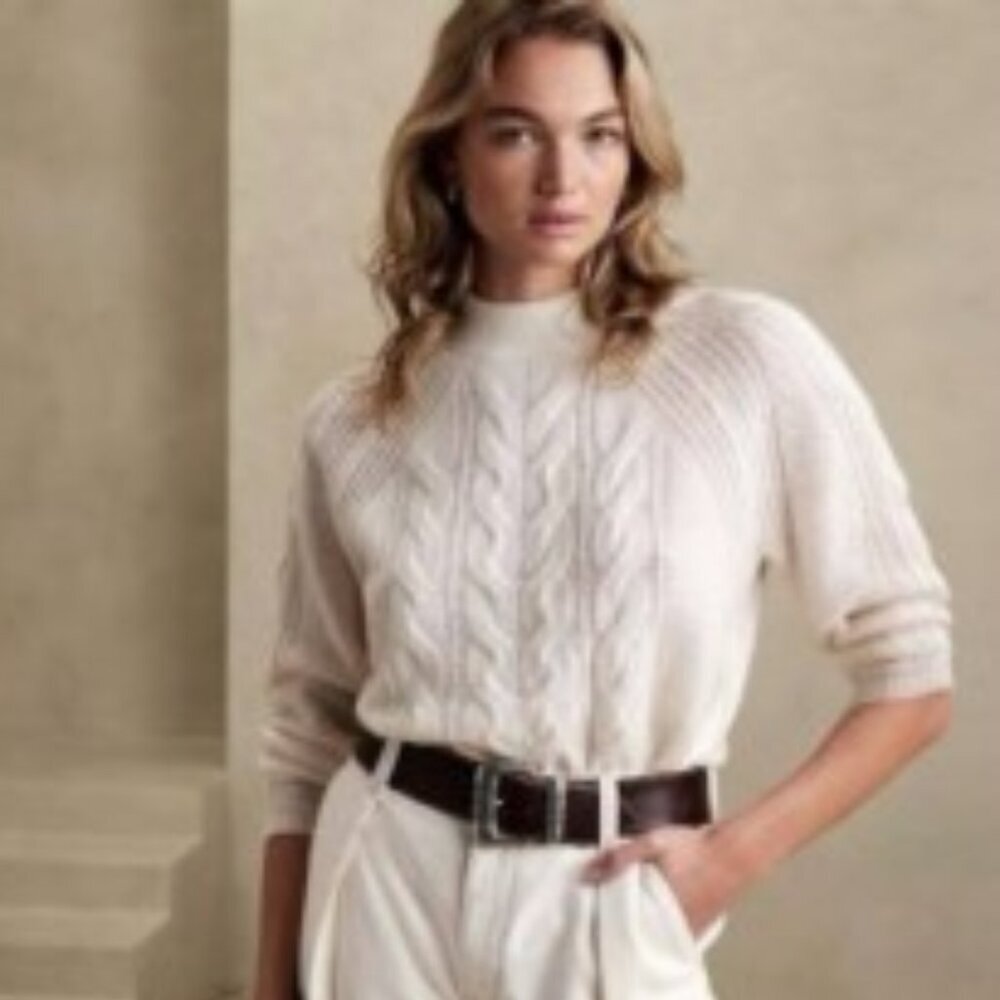 Banana Republic Cream Cable Knit Sweater